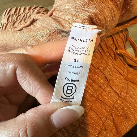 Athleta Women’s Plus Size Cabo Linen Textured Wide Leg Pants Tan Size 24 - Picture 6 of 9